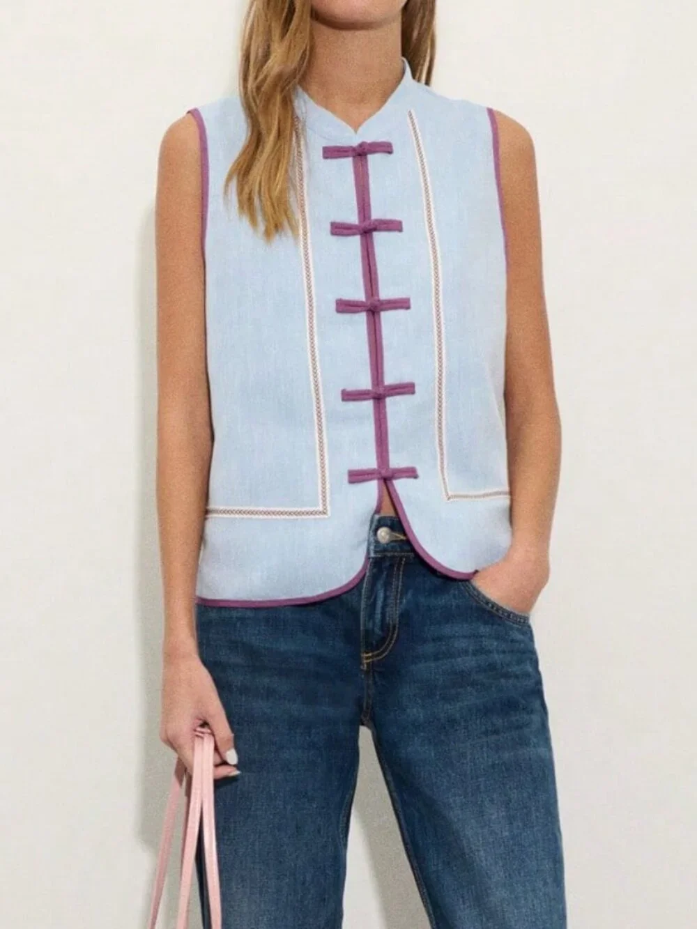 Blue Casual Women's Soft Sleeveless Top - Picture 5 of 6